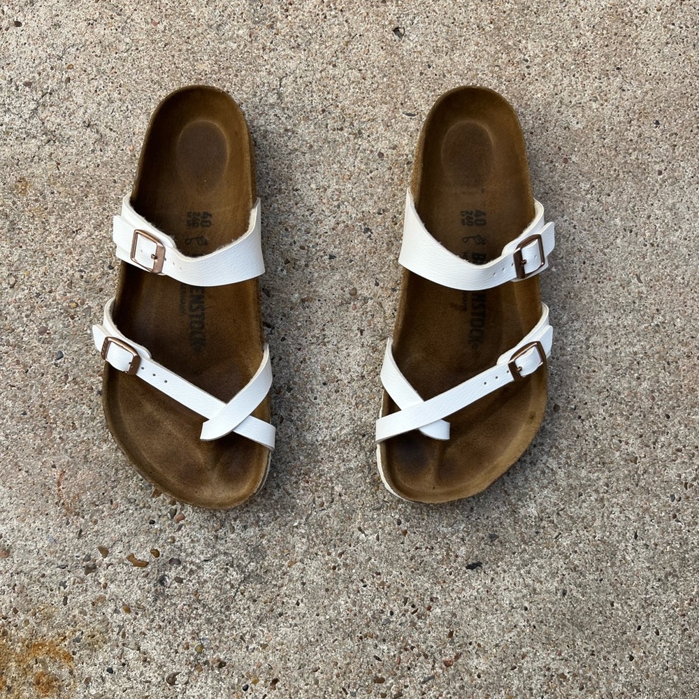 Birkenstock White Kids Double-Buckle Slide Sandals